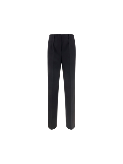 Fendi Pintuck Grain De Poudre Straight-leg Pants In Black