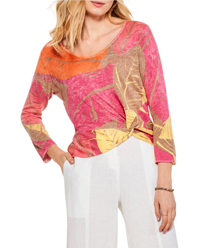 Nic + Zoe Full Bloom Twist Front Linen Blend Sweater In Nocolor