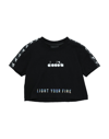 Diadora Kids' T-shirts In Black