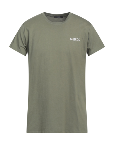 14bros Man T-shirt Military Green Size Xl Cotton