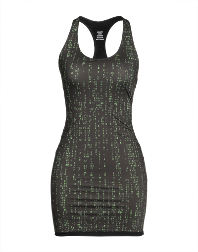 Vetements Black & Green Code Open Back Dress