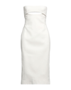 Saint Laurent Viscose Bustier Midi Dress In White