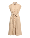 Liu •jo Liu Jo Cotton Chemisier Midi Dress In Beige In Beige