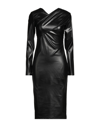 PATRIZIA PEPE PATRIZIA PEPE WOMAN MIDI DRESS BLACK SIZE 0 POLYURETHANE, POLYESTER