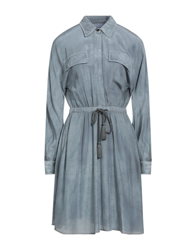 Dondup Woman Mini Dress Slate Blue Size 8 Viscose, Modal, Silk
