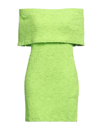 Msgm Woman Mini Dress Lime Green Size 6 Cotton, Polyamide
