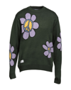 BUTTER GOODS BUTTER GOODS FLOWERS KNIT SWEATER MAN SWEATER DARK GREEN SIZE M ACRYLIC