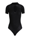 Wolford Ribbed Cutout Merino Wool Bodysuit In Black