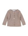 ALETTA ALETTA NEWBORN GIRL CARDIGAN LIGHT BROWN SIZE 3 WOOL, VISCOSE, POLYAMIDE, METALLIC FIBER, CASHMERE