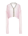 Palm Angels Palm Angel Contrasting Trim Cardigan In Pink Mohair In Pink