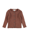 ALETTA ALETTA NEWBORN GIRL CARDIGAN BROWN SIZE 3 VISCOSE, POLYAMIDE