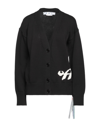 Off-white Woman Cardigan Black Size 4 Cotton, Polyamide