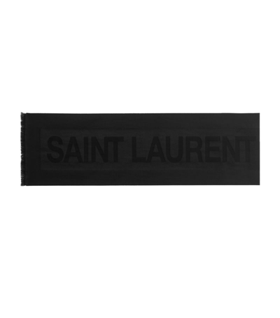 Saint Laurent Wool Logo Scarf In Black