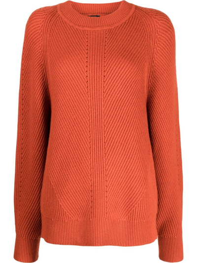 Joseph Crew-neck Knitted Sweater In Orange