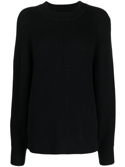 Joseph Crew-neck Knitted Sweater In Black