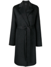 Joseph Notched-collar Tie-waist Coat In Grey
