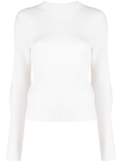 Low Classic Ribbed-knit Wool Jumper In White