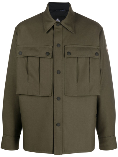 Moncler Ornon Collared Relaxed-fit Wool-down Jacket In Dark Green
