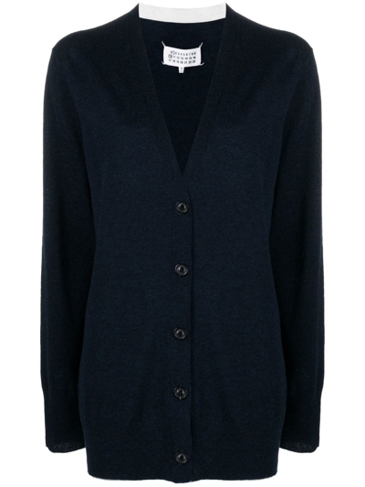 Maison Margiela V-neck Long-sleeve Cardigan In Blue