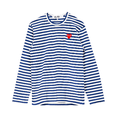 Pre-owned Comme Des Garçons Play Striped T-shirt 'navy/white' In Blue