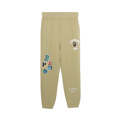 Pre-owned Bape Multi Fonts Sweat Pants 'beige' In Cream