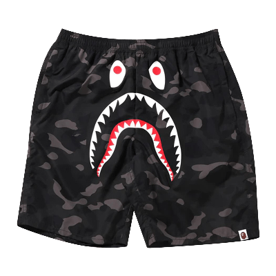 Pre-owned Bape Color Camo Shark Beach Shorts 'black'
