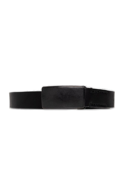 Yohji Yamamoto Debossed Logo Calfskin Belt In Black