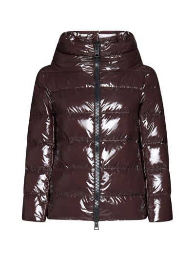 Herno Down Jacket In Marrone Scuro