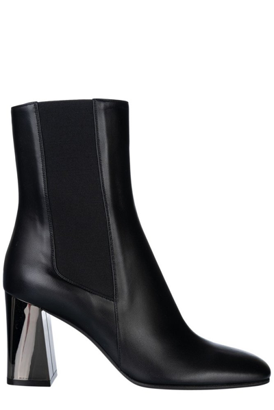 Sergio Rossi Chrome Heel Ankle Boots In Black