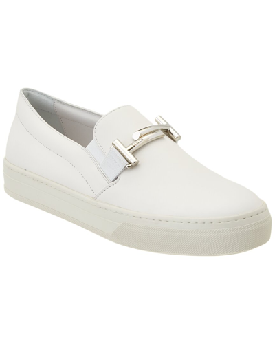 Tod's Fringe Leather Slip-on Sneaker In White