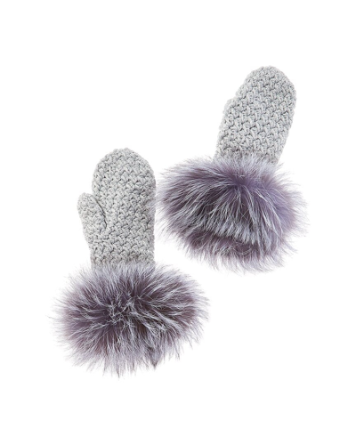 Surell Accessories Fleece-lined Knit Mittens In Silver