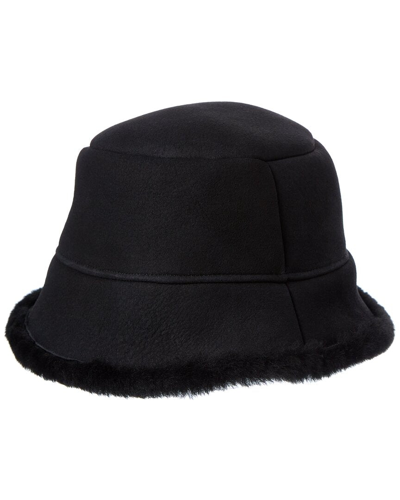 Surell Accessories Shearling Bucket Hat In Black