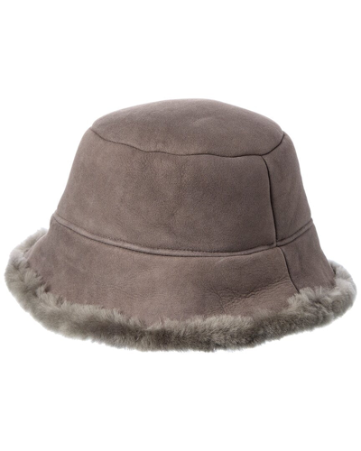 Surell Accessories Shearling Bucket Hat In Grey