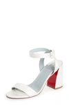 Christian Louboutin Miss Sabina Block Heel Sandal In Ivory Blue