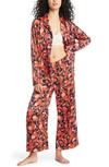 Bp. Satin Pajama Set In Navy Peacoat Couch Floral