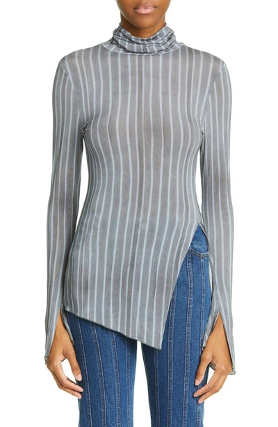 Paloma Wool Stylus Sheer Stripe Slit Top In Greyish Blue