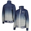 THE WILD COLLECTIVE THE WILD COLLECTIVE COLLEGE NAVY/GRAY SEATTLE SEAHAWKS COLOR BLOCK FULL-ZIP PUFFER JACKET