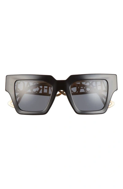 Versace Logo-embossed Square-frame Sunglasses In Dark Grey