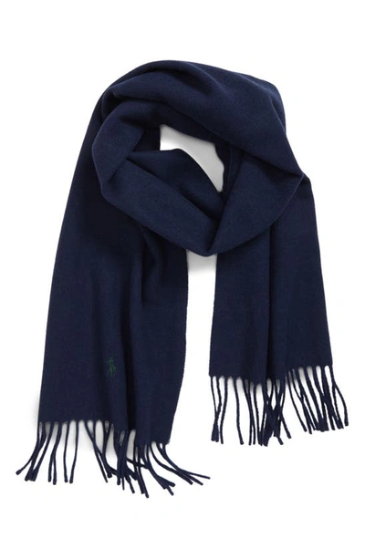 Polo Ralph Lauren Wool Blend Muffler Scarf In Cruise Navy