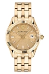 Versace Greca Time Yellow Gold Bracelet Watch In Ip Yellow Gold