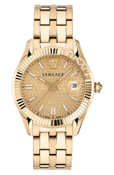 Versace Greca Time Yellow Gold Bracelet Watch In Ip Yellow Gold