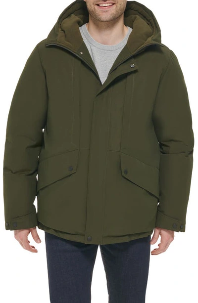 Cole Haan Full Zip Hooded Down Jacket In Green