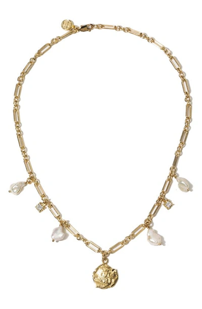 Child Of Wild Capri Keshi Pearl Charm Necklace In Gold