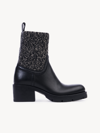 Chloé Neva Sock Ankle Boot Black Size 6.5 100% Calf-skin Leather In Black