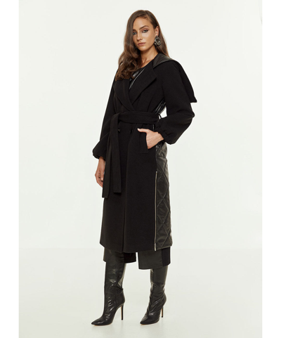 Access Fashion Clara Hooded Coat In Black