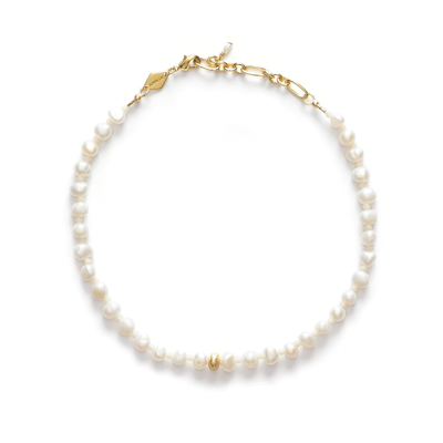 Anni Lu Stellar Pearl-beaded Anklet In Gold