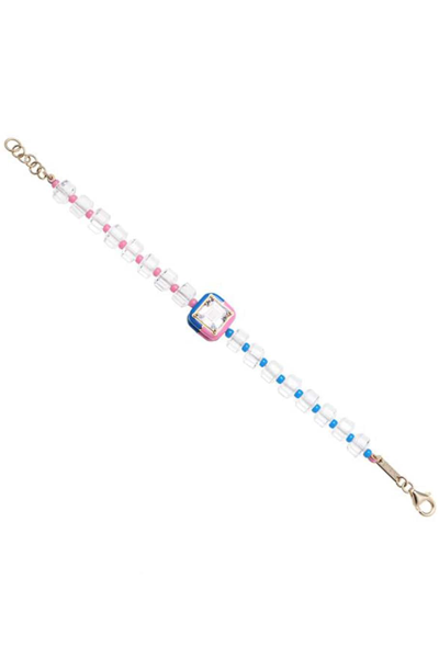 Bea Bongiasca Pink And Blue B Square Beaded Bracelet
