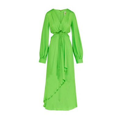 Farm Rio Lime Green Cutout Blouson-sleeve Maxi Dress