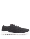 Kiton Embroidered-logo Sneakers In Anthracite Grey