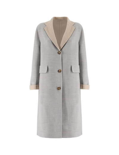 Eleventy Coat In Gray And Sand